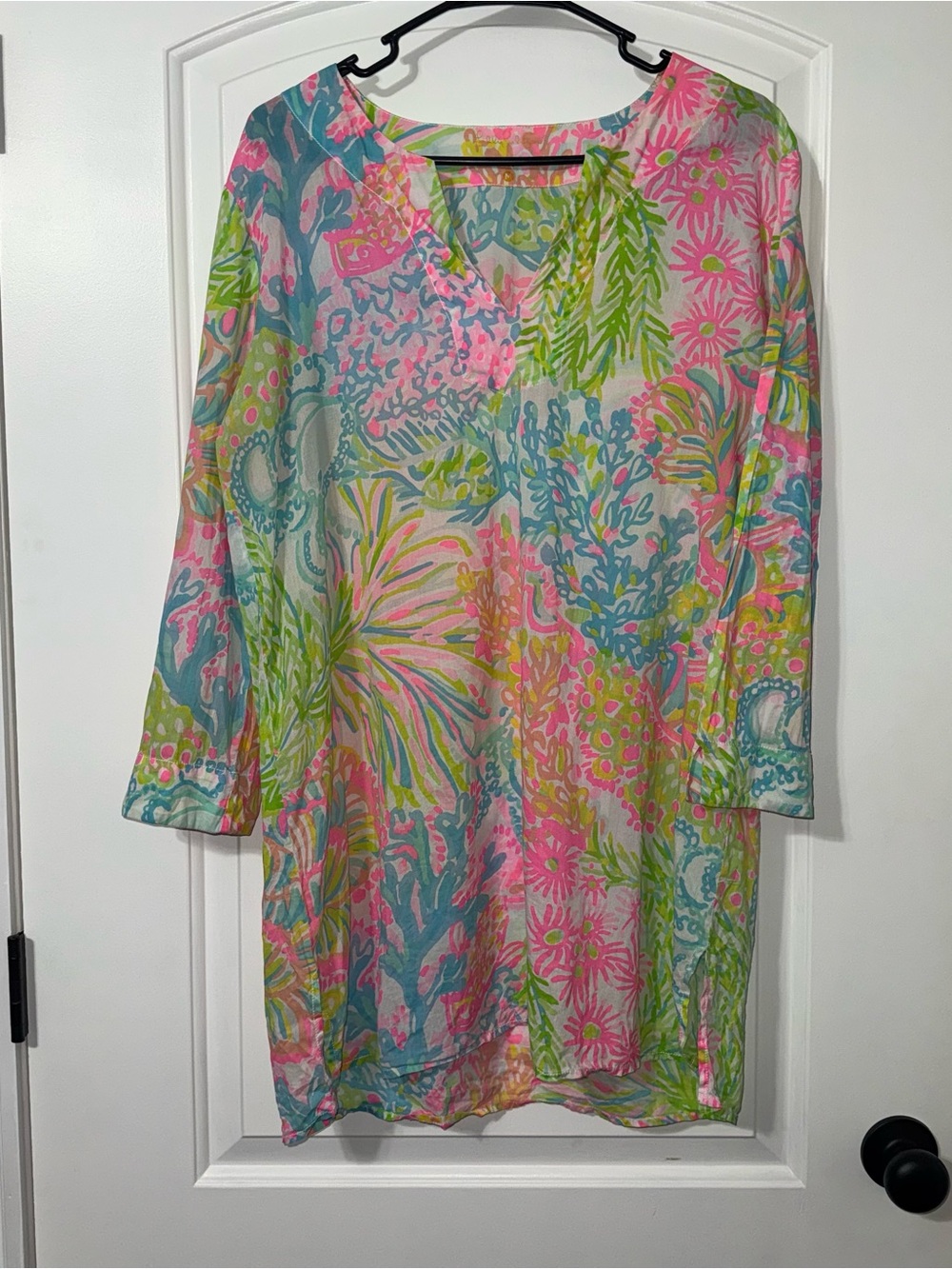 Lilly Pulitzer Marco Island Tunic Top Women’s Size Medium Lovers Coral Coverup